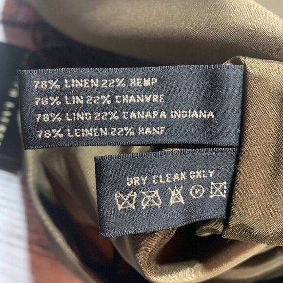 Ralph Lauren Black Label Linen Hemp Olive Green Leather Lace Up Pencil Skirt - Picture 9 of 12